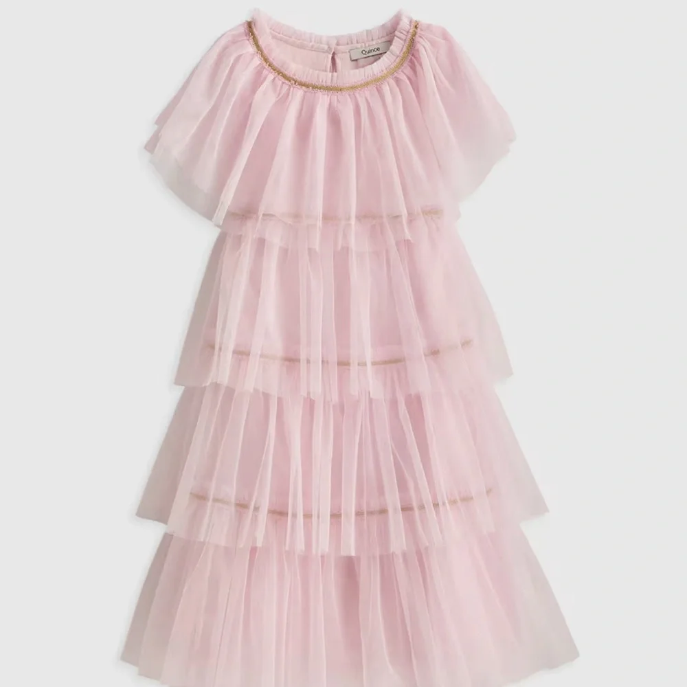 Quince Pink Layered Formal Kids Dress - Picture 3 of 3
